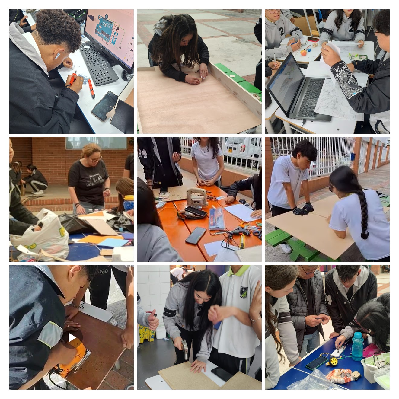 Collage de fotos de los estudiantes realizando diferentes actividades en aula y en exteriores